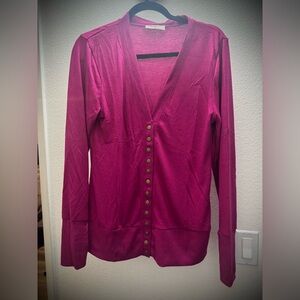 Zenana Fuchsia Button-Up Cardigan